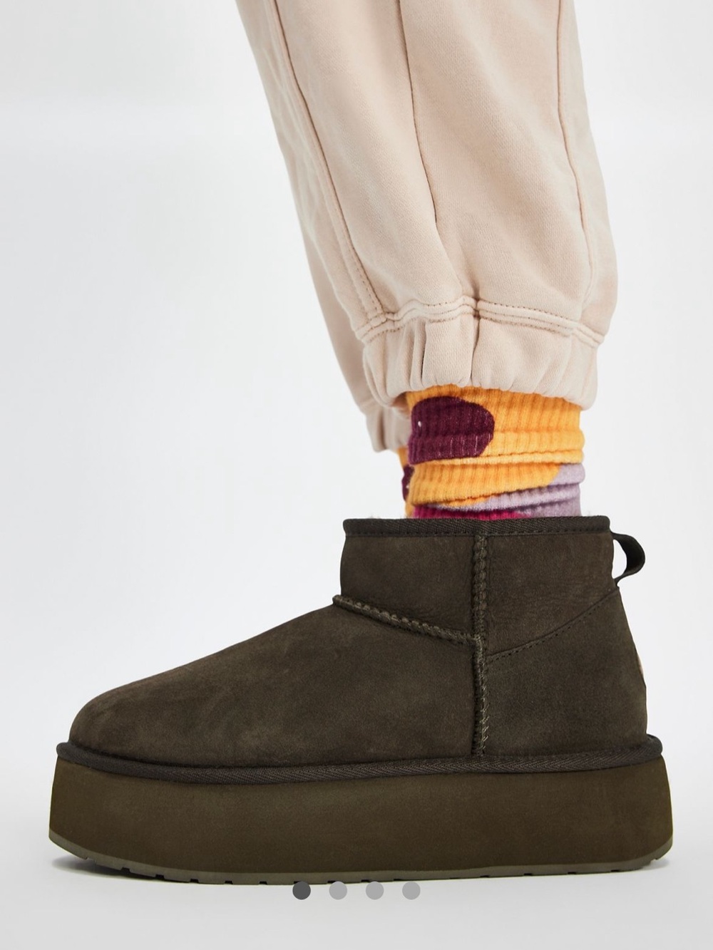 Emu Olive Green Platform Ankle Booties